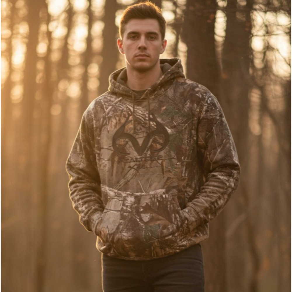 Realtree Xtra Camouflage Hunting‎ Poly Hoodie Men's Kangaroo Pockets Long Sleeve